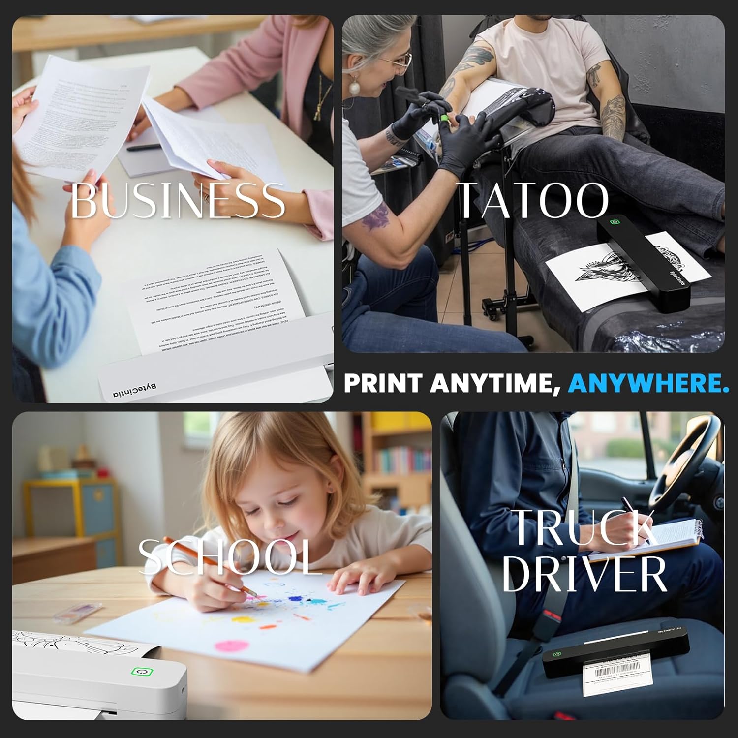 Thumbnail 6 de ByteCintia C80S Portable Printer for Travel: Bluetooth Thermal, Inkless, A4/US Letter