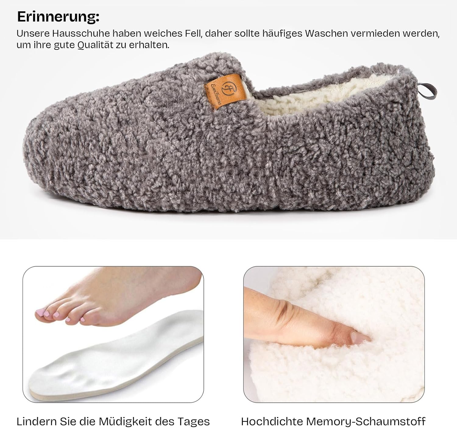 Thumbnail 3 de EverFoams Damen Winter Warme Hausschuhe mit Kunstwolle, Memory Foam und rutschfester Sohle