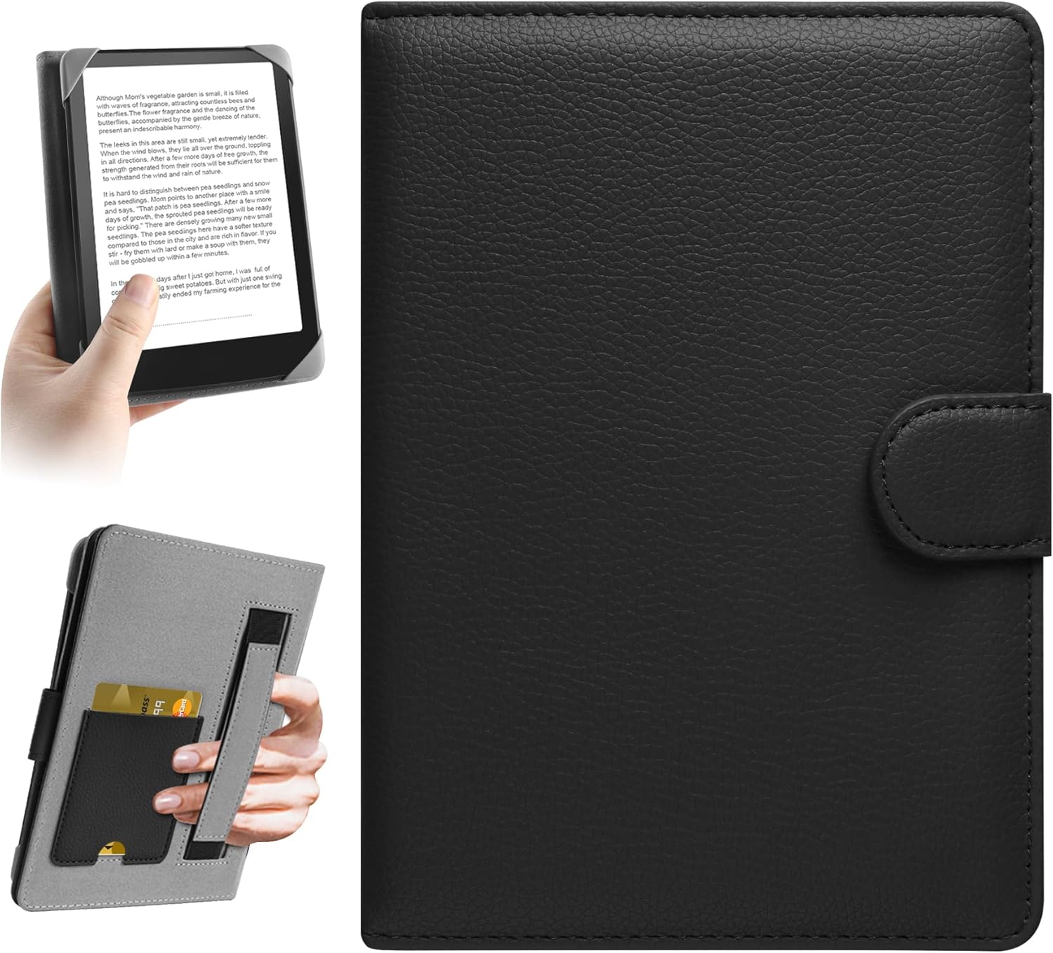HoYiXi Universal-Hülle für 6–6,8'' E-Book-Reader (z. B. Kindle Paperwhite, Kobo Clara, Tolino, PocketBook) – Schwarz