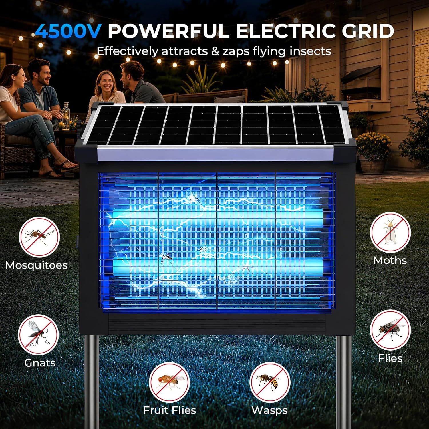 Detalle 2 de Solar Bug Zapper Outdoor with 4500V Electric Grid and 10W Solar Panel