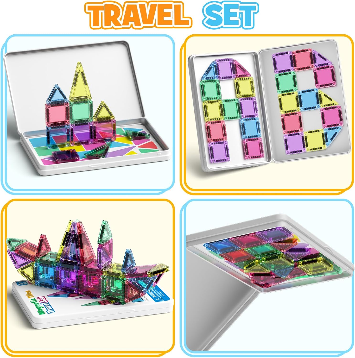 Detalle 2 de MEIQ 42PCS Mini Magnetic Tiles Travel Set