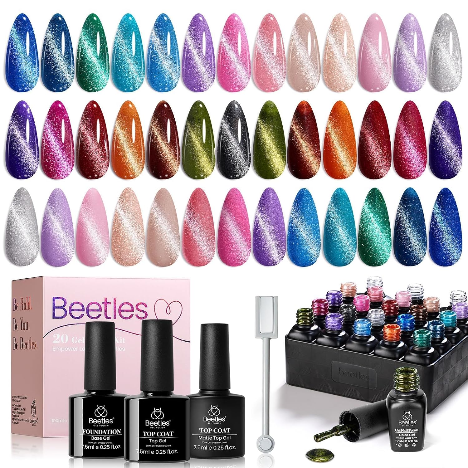 Detalle de Beetles Cat Eye Gel Nail Polish Set 20 Colors ๐