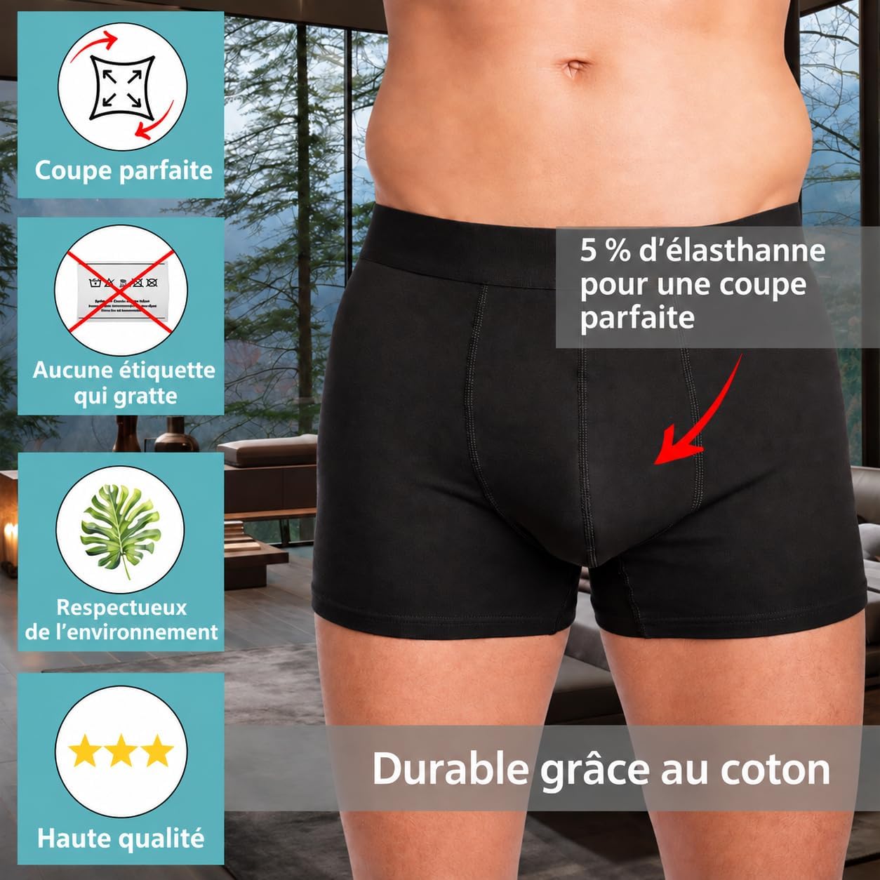 Detalle 2 de C also 100391 boxershorts voor heren, set van 10 in katoen en elastaan