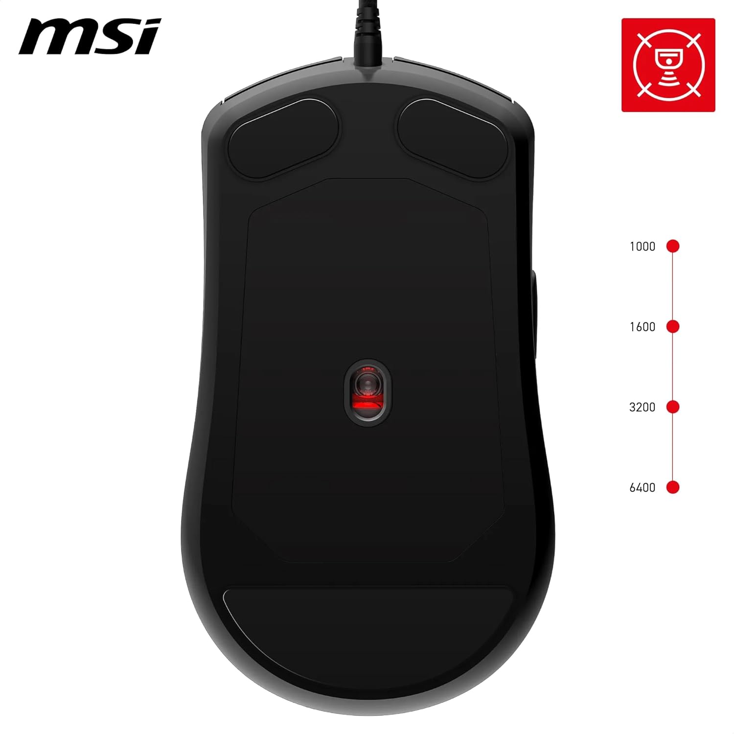 Thumbnail 4 de MSI Forge GM100 Gaming-Maus (108 g) mit 6400-DPI-optischem Sensor, RGB und 7 Tasten