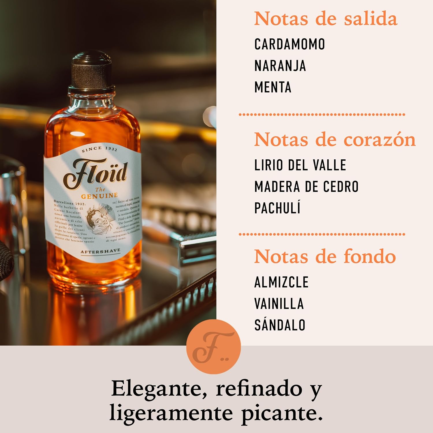 Detalle de Floïd The Genuine Aftershave Lotion (400 ml) – Erfrischende Rasurpflege mit Menthol