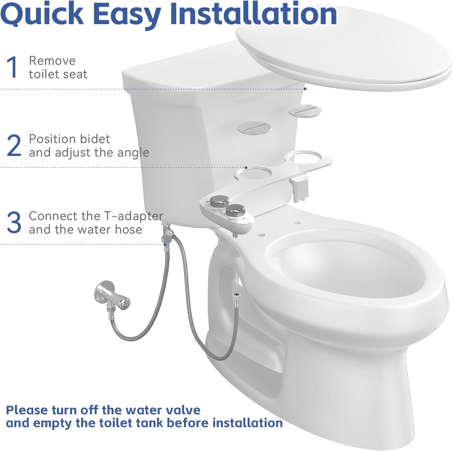 Thumbnail 5 de Bidet Attachment for Toilet Seat Water Pressure (Non-Electric, Dual Nozzle)