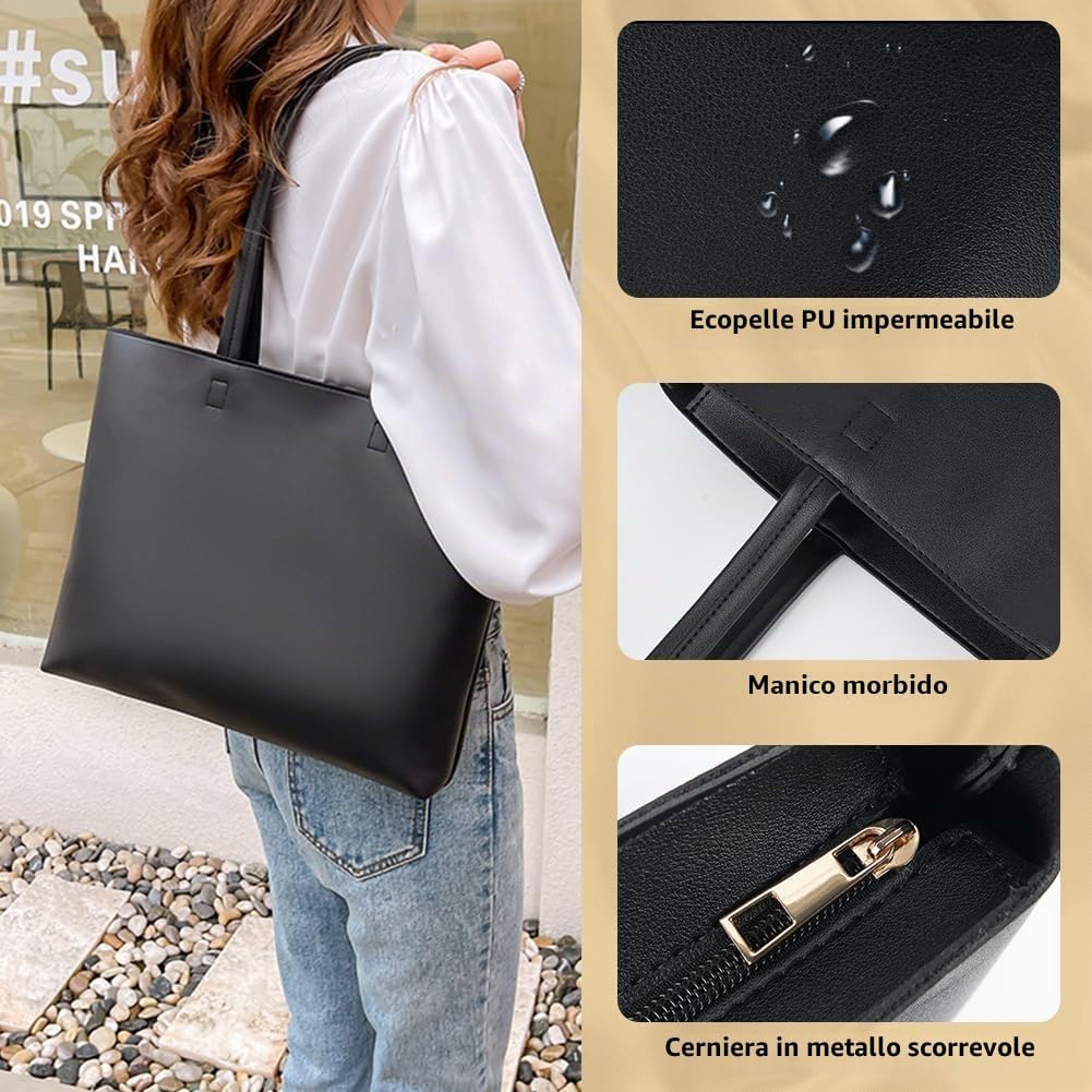 Detalle de Flintronic Borsa Tote da Donna in Pelle PU: ampia, impermeabile e polivalente