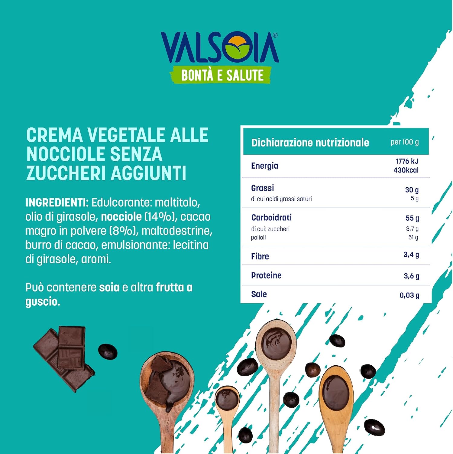 Detalle 2 de Valsoia Crema Vegetale Nocciole 200 g 🍫