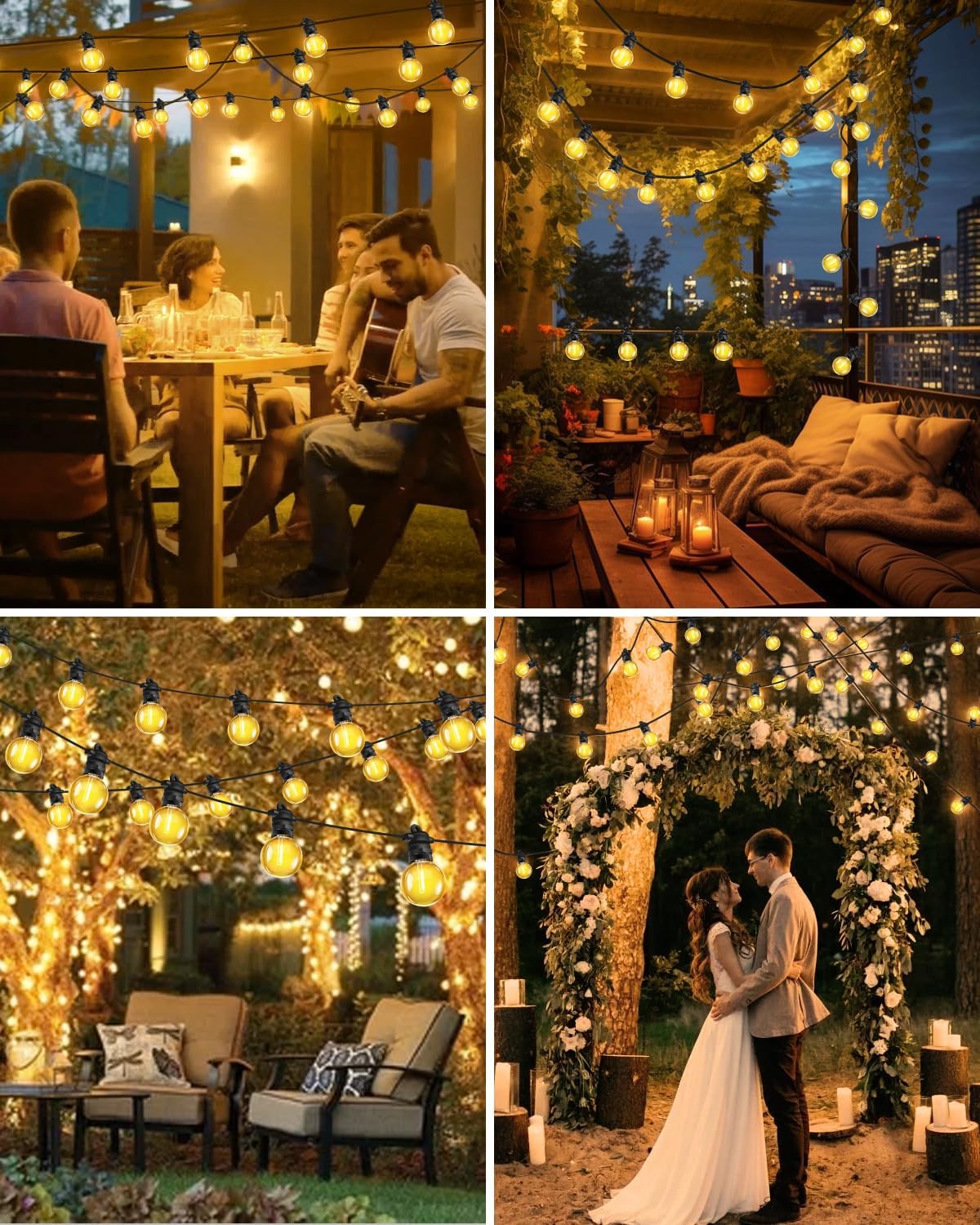 Thumbnail 6 de Bowfar Solar-Lichterkette außen 6 m mit 10+1 G40, 8 Modi & Fernbedienung, IP68