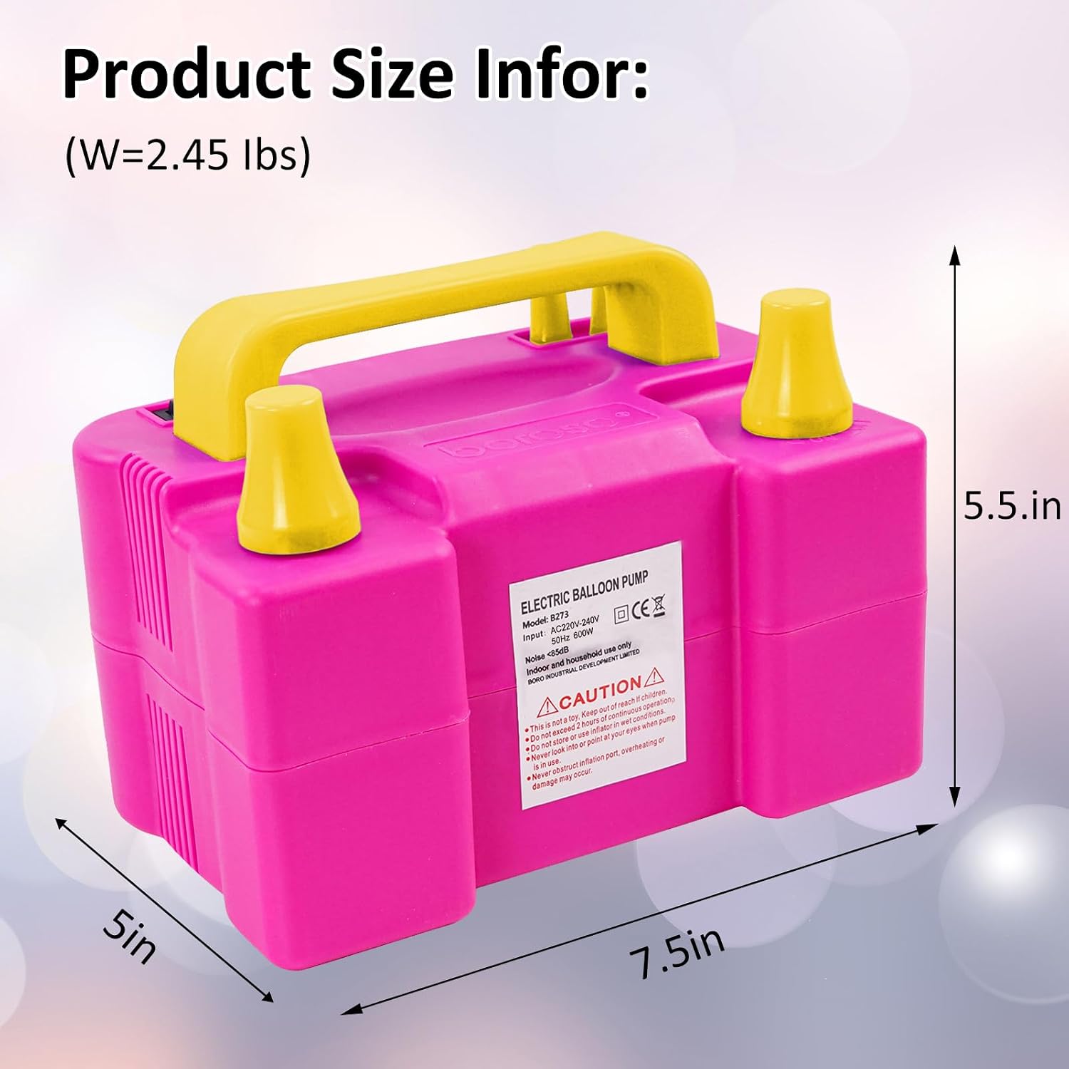 Detalle de Portable Electric Balloon Pump with Dual Nozzles (600W) for Party, Wedding & Festival Balloons