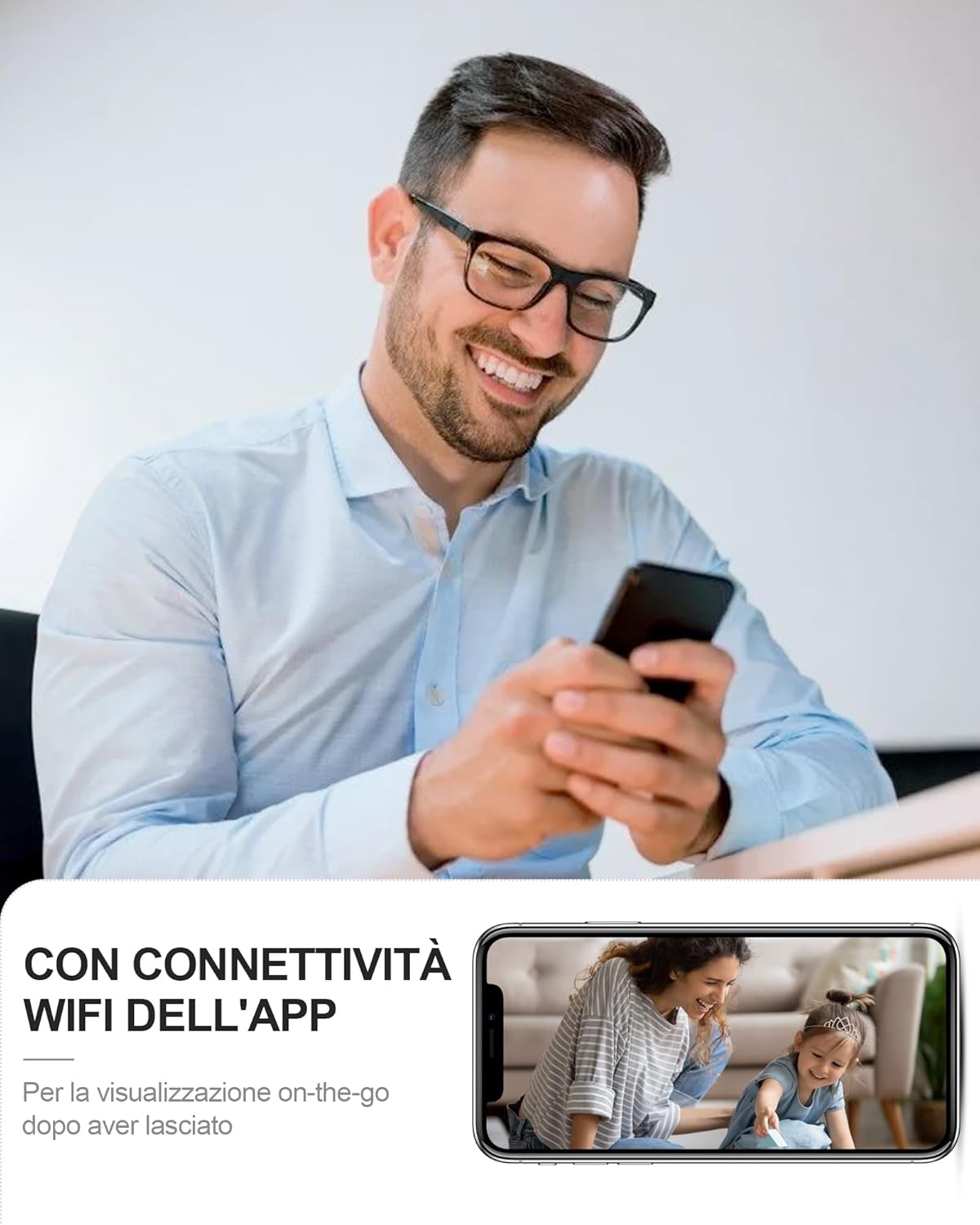 Detalle de Mini Telecamera Wifi Interno 4K HD AOBOCAM: sorveglianza discreta e versatile per casa, auto e bambini