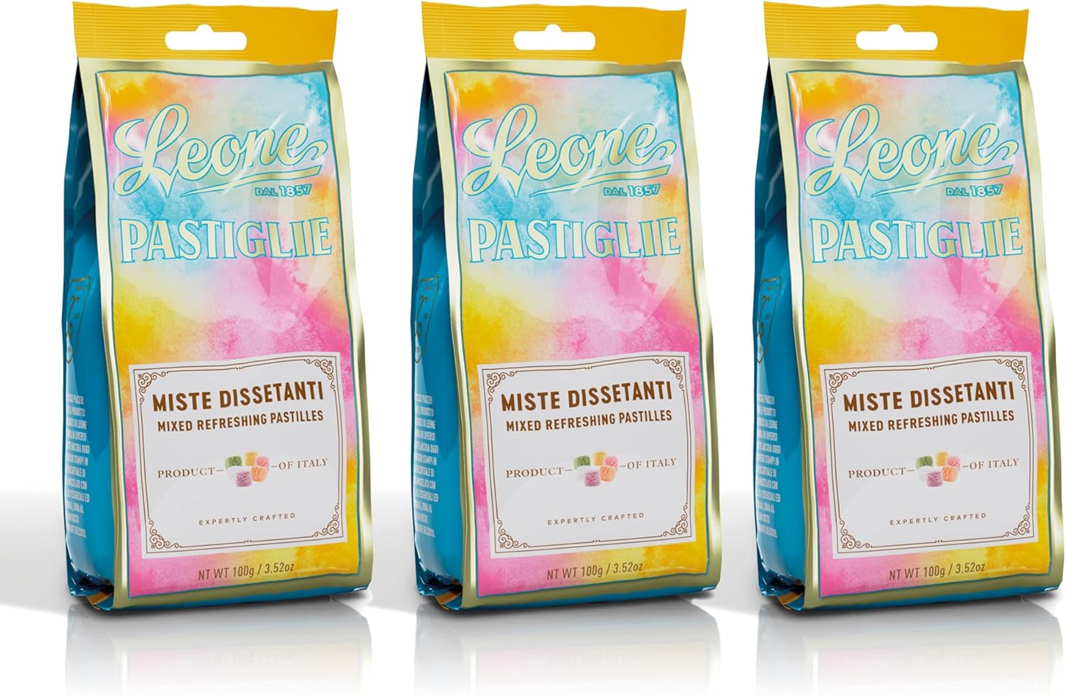 Detalle de Leone dal 1857 - Pastiglie Leone Menta (3x100 g): gusto fresco e vegan