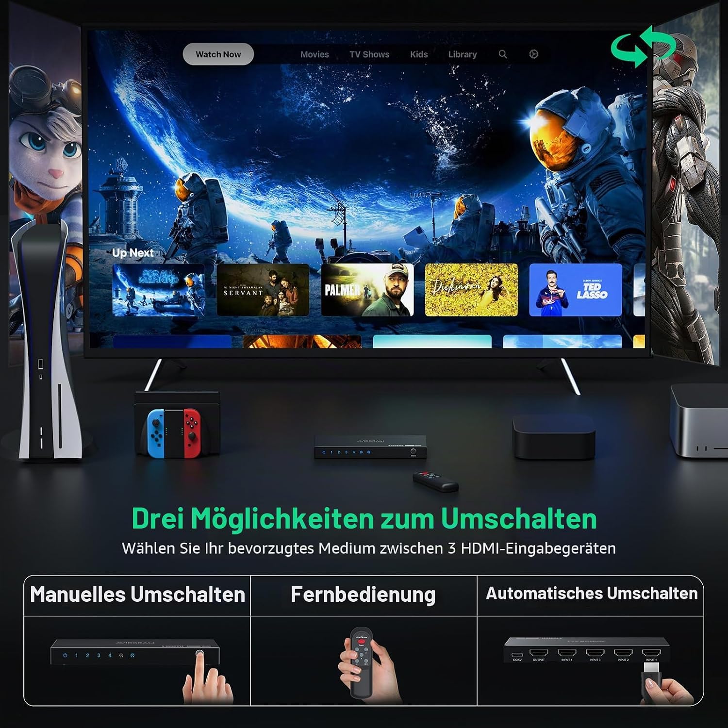 Thumbnail 4 de AVIDGRAM HDMI 2.0 Umschalter 4x1 4K 60Hz