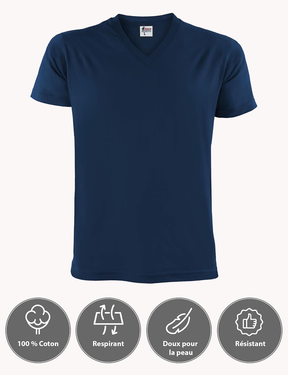 Thumbnail 2 de ALPIDEX T-Shirts Hommes Col V Lot de 5 coton