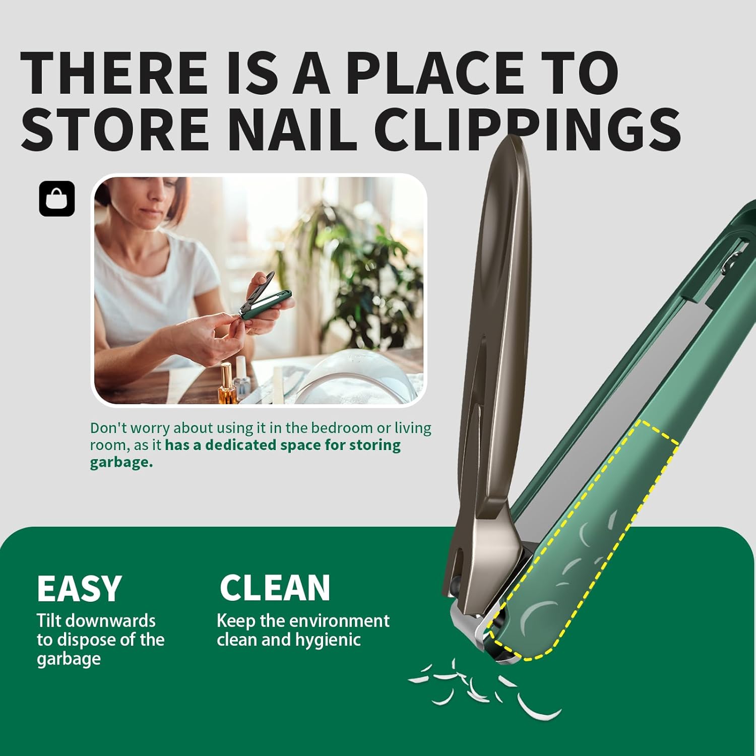 Thumbnail 4 de VANWIN Nail Clippers for Men with Catcher (2-Pack Large & Small) – anti-splash self-collecting trimmer set for fingernails & toenails