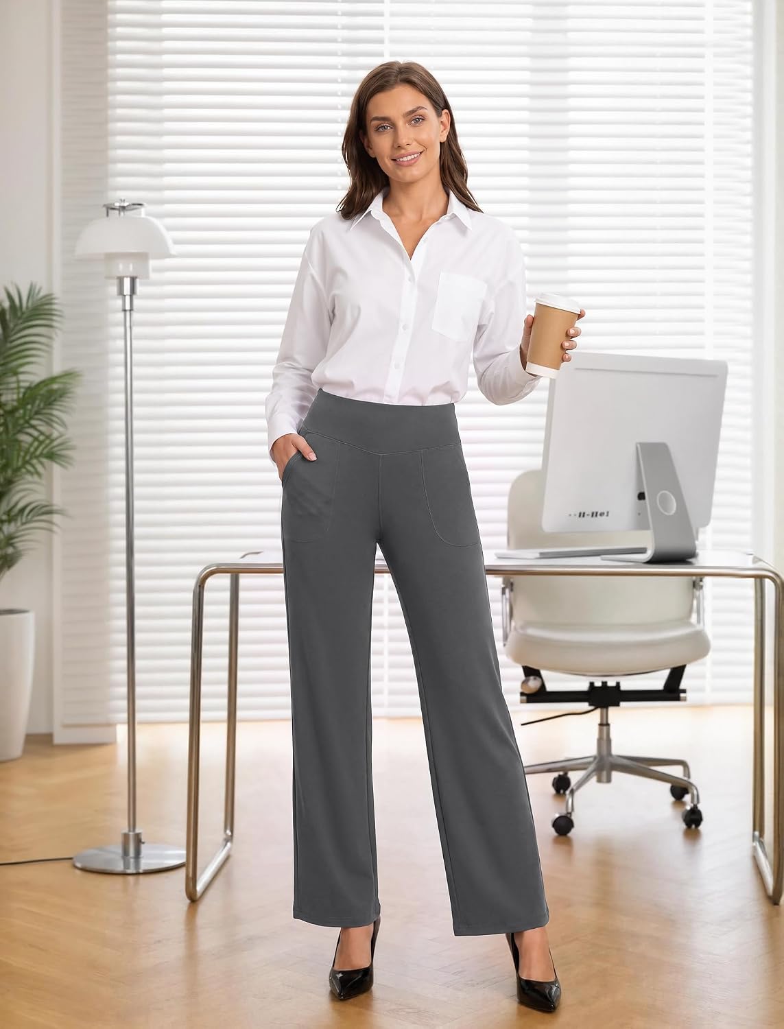 Detalle de AB-Eleven Women's Wide-Leg Yoga Pants