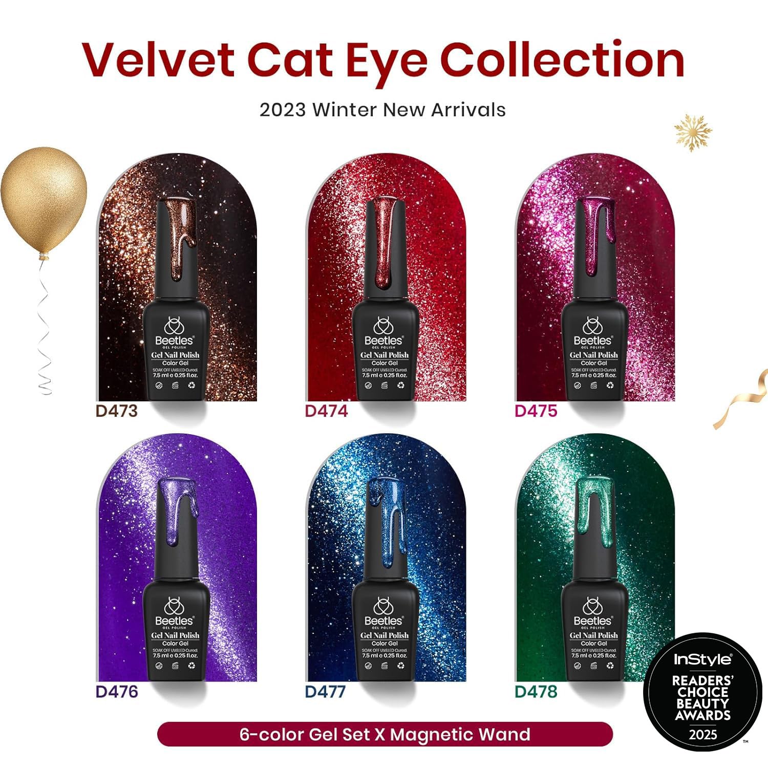 Detalle 2 de beetles Cat Eye Gel 6-color Set 💅