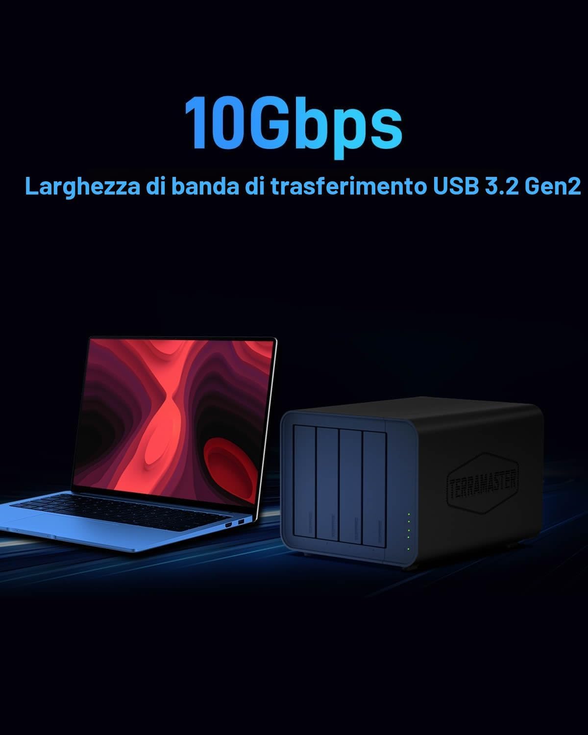 Thumbnail 4 de TERRAMASTER D8 Hybrid HDD NVMe Enclosure USB 3.2 Gen 2 da 8 alloggiamenti (tipo C) con supporto RAID 0/1/JBOD