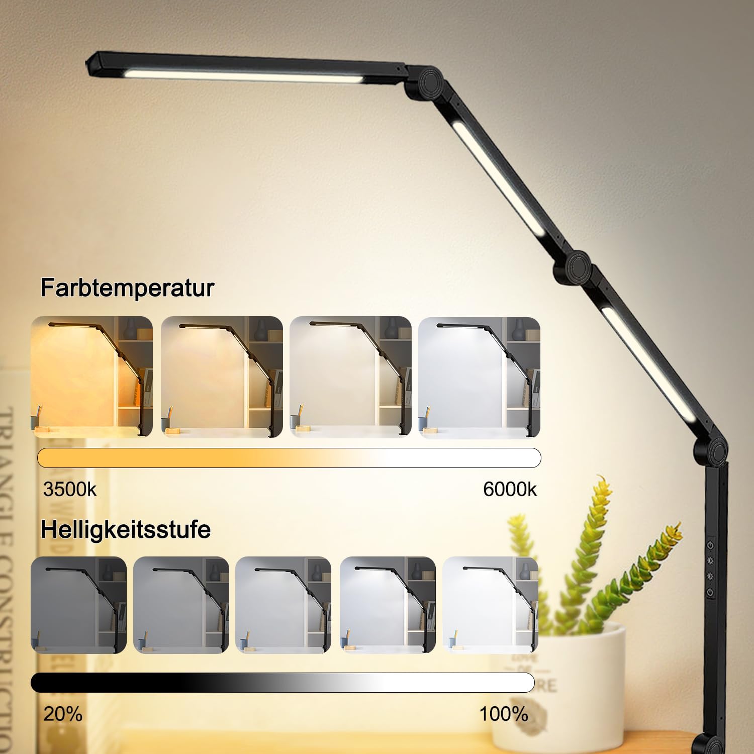 Detalle de vimeepro LED Schreibtischlampe mit Schwingarm