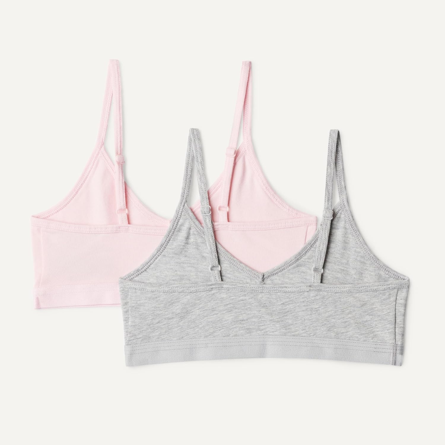Detalle de Amazon Essentials Mädchen Bustier, Trainings-Bralette aus Baumwoll-Jersey mit V-Ausschnitt, 2er Pack