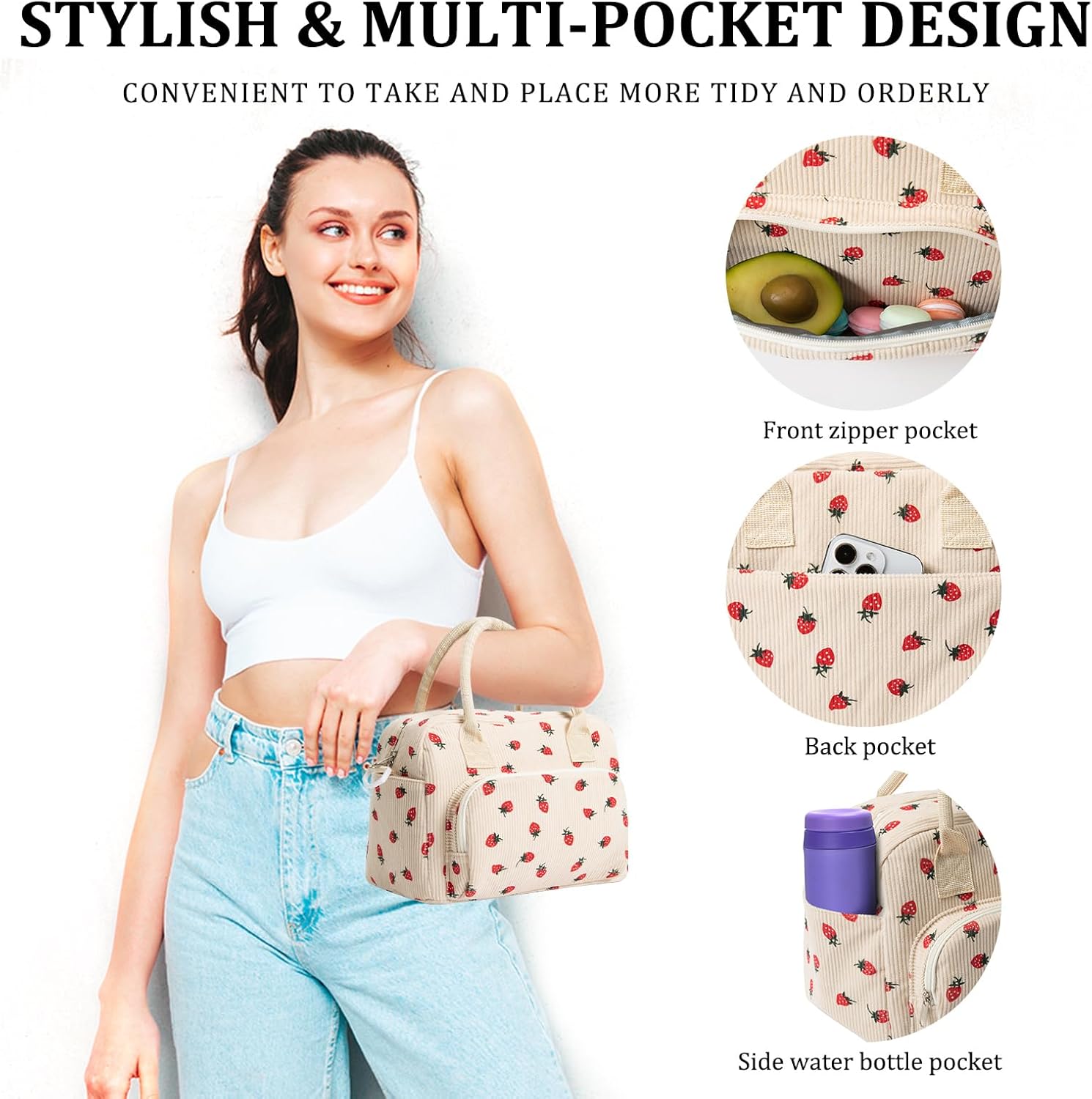 Detalle de MEXS Insulated Lunch Bag: Large, Leakproof & Reusable for Work, School, and Travel