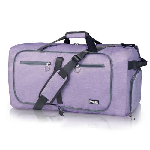 Fmeida Bolsa de Viaje Grande 65L, plegable y resistente, color púrpura