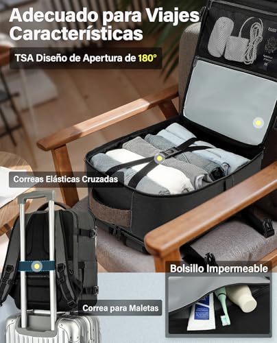 Detalle de VANKEV Mochila de Cabina 24L para Vueling, Ryanair, Easyjet y más – verde oliva oscuro/marrón