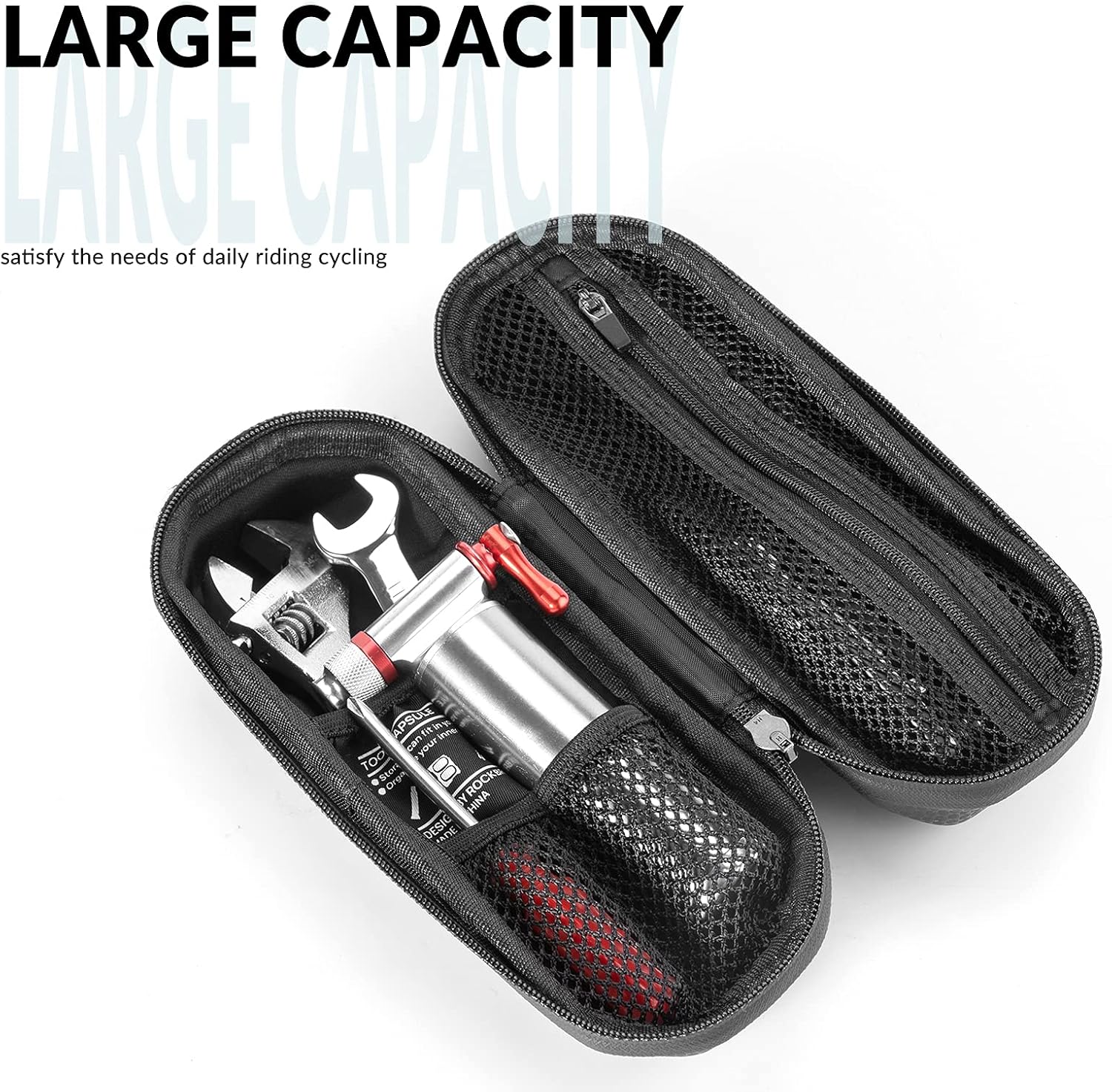 Detalle de ROCKBROS Kit di riparazione per accessori bici con mini pompa, borsa organizer e strumenti portatili