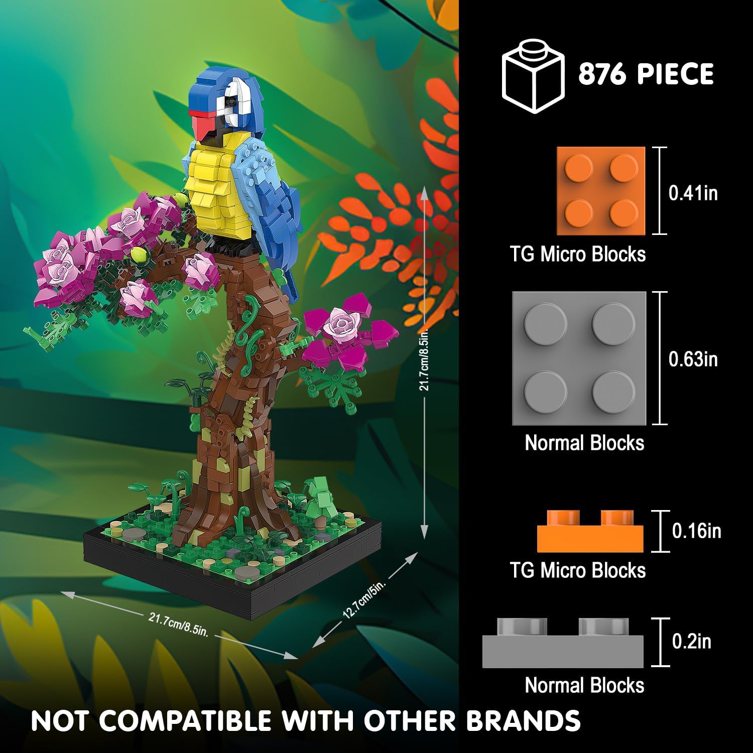 Thumbnail 1 de TG BLOCKS Micro Brick Flower Parrot Toy — Flowering Tree Design for Creative Play and Display