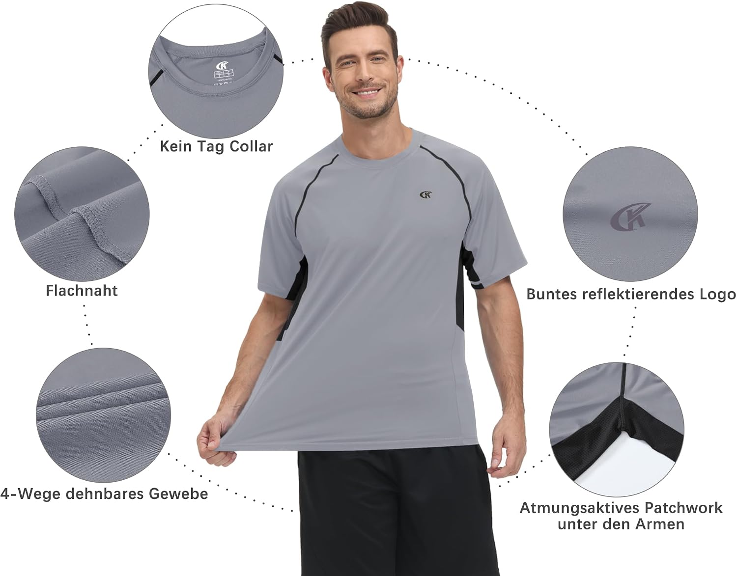 Thumbnail 6 de Huayuzh Herren UV-Rashguard-Shirt – Schnelltrocknendes Schwimm- und Surftop mit 4-Wege-Stretch