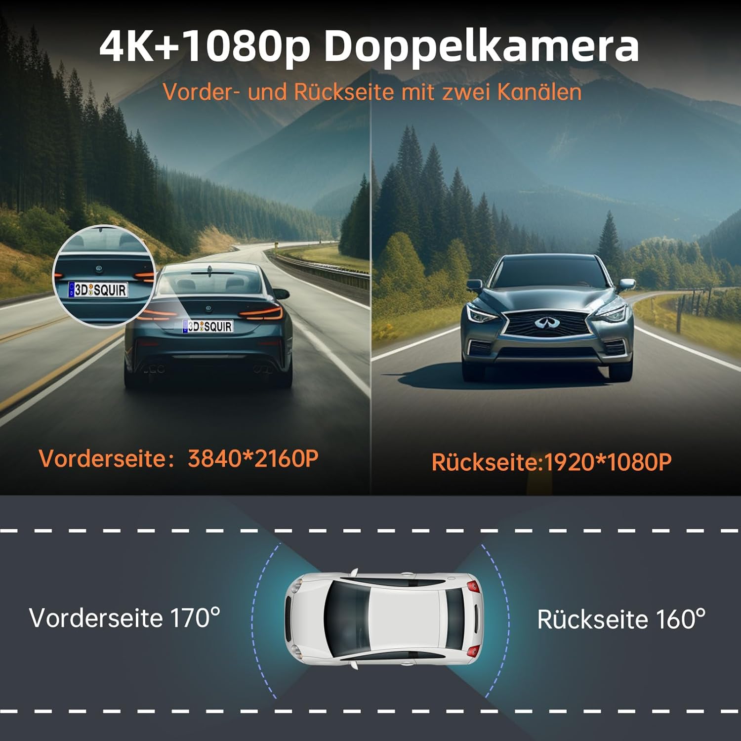Thumbnail 2 de Dashcam vorne hinten 4K Dual mit GPS