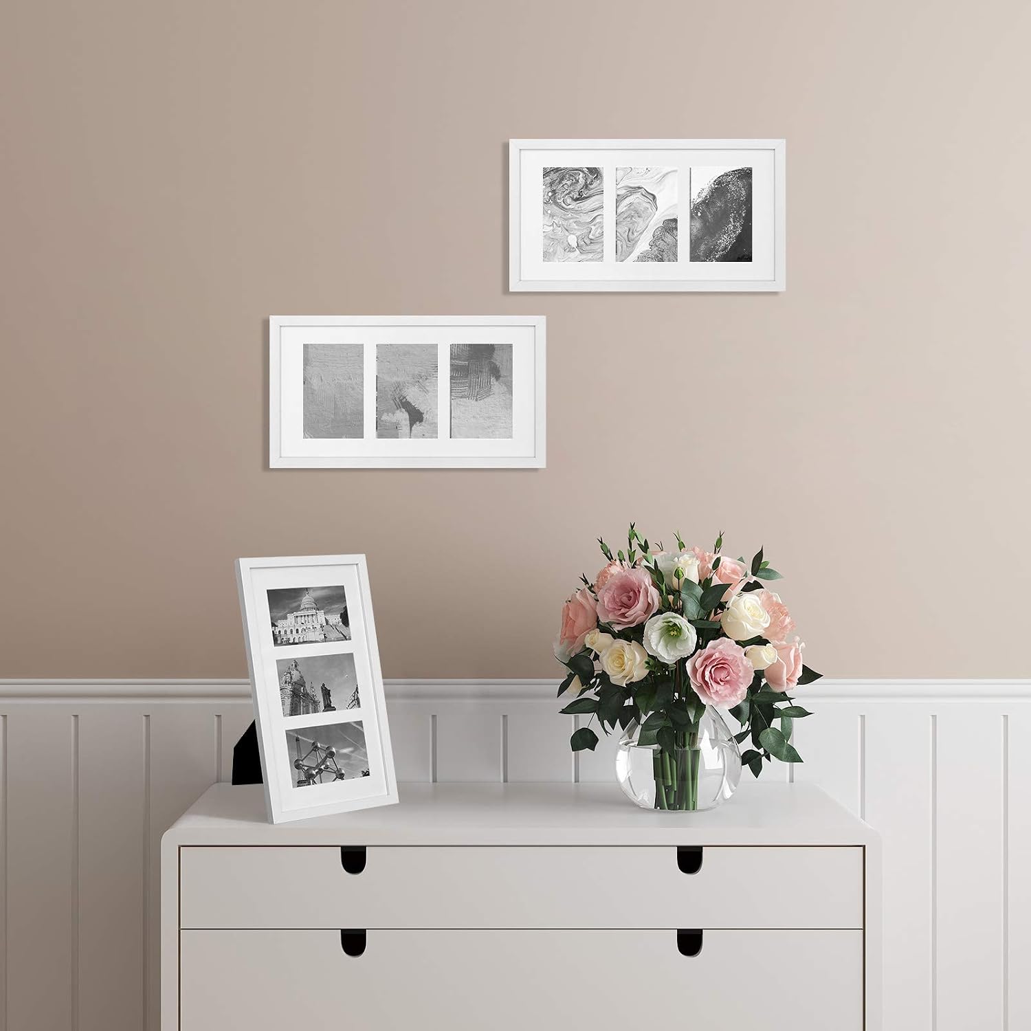 Detalle 2 de SONGMICS KAVI RPF006W01 – biała ramka na 3 zdjęcia 10 × 15 cm