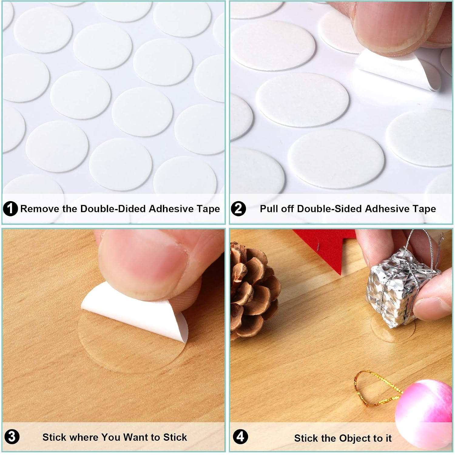 Detalle de JANYUN 280-Piece Clear Sticky Dots, 20 mm Waterproof Double-Sided Putty