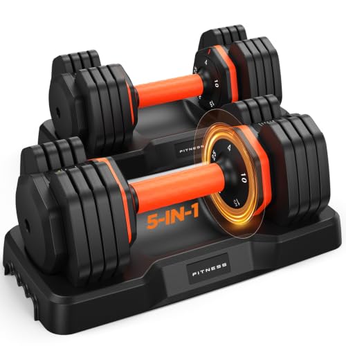 Detalle de LifeOG 2026 Updated Adjustable Dumbbell Set (2x 25 lbs) with 5-Weight Options