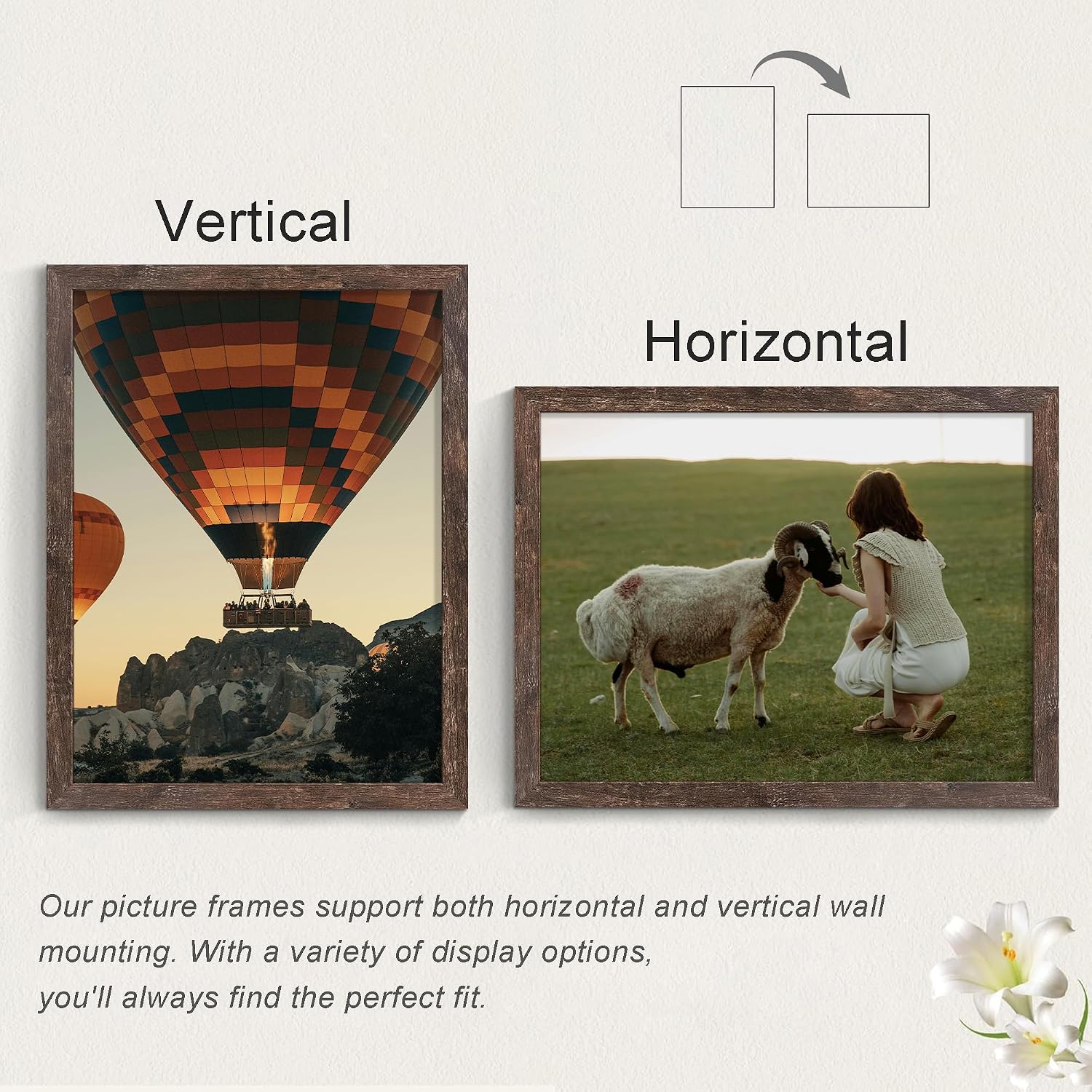 Thumbnail 4 de Fisnish 12x16 Rustic Brown Picture Frame: Classic Poster Frame for Wall Mounting