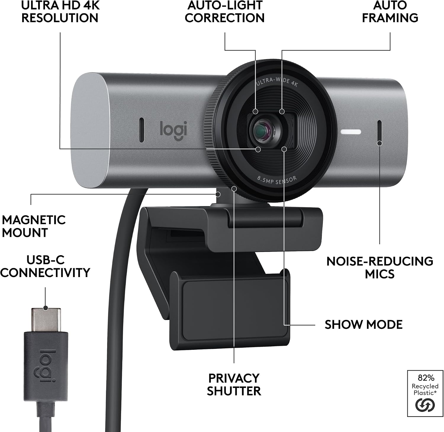 Thumbnail 6 de Logitech MX Brio Ultra HD 4K Webcam with Show Mode and Dual Mics