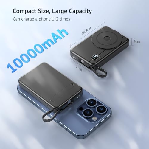 Detalle de Moscsaz Batterie Externe Sans Fil Magnétique 10000mAh pour iPhone et Samsung – Charge Rapide et Induction