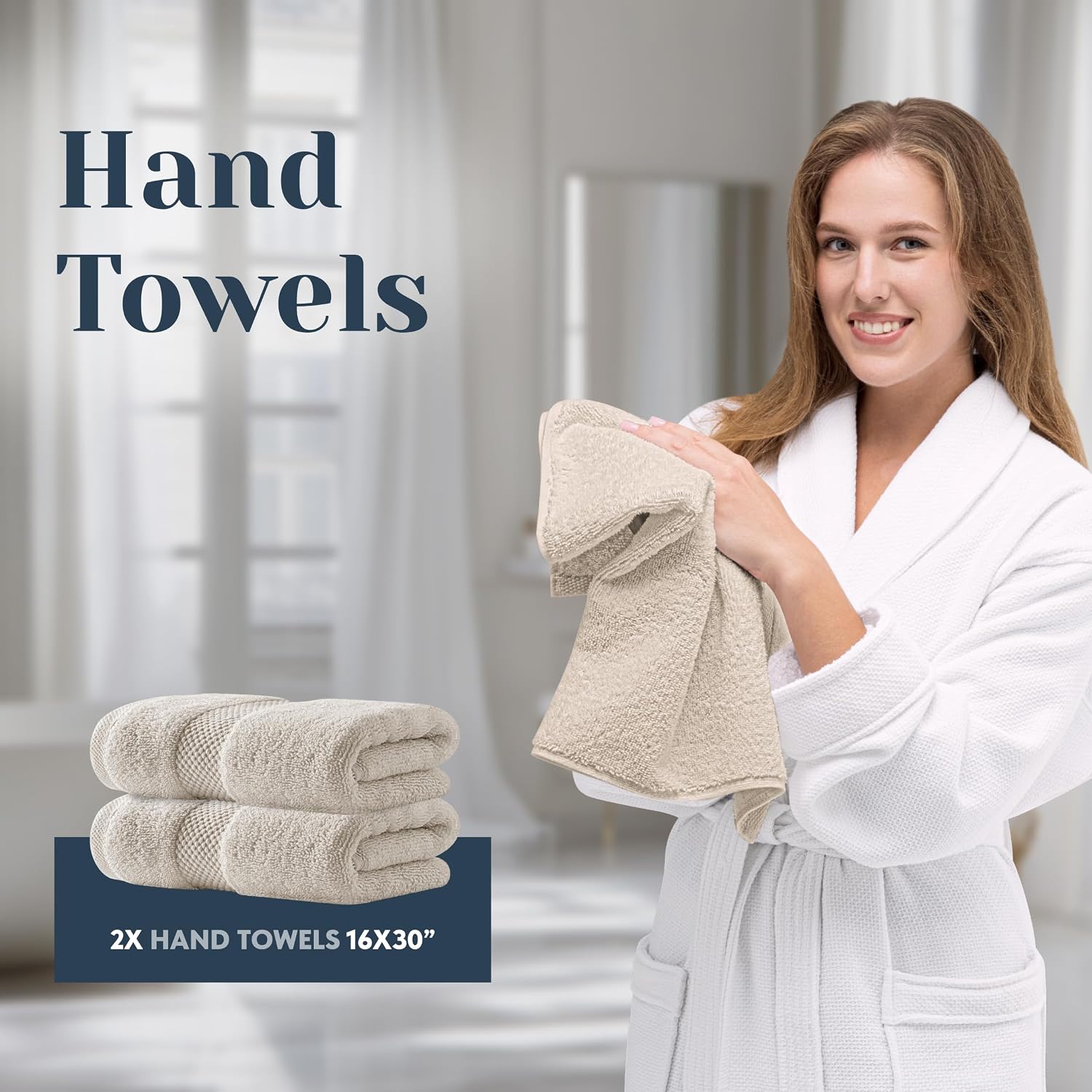 Detalle 2 de White Classic Bath Towel Set, Turkish Cotton