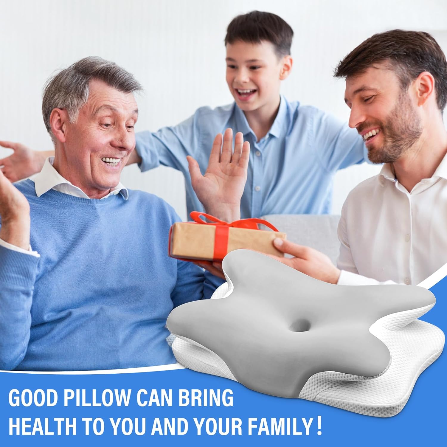 Thumbnail 6 de Ehomfory Memory Foam Pillow for Sleeping – Ergonomic Contour Side Sleeper Pillow (Silver)