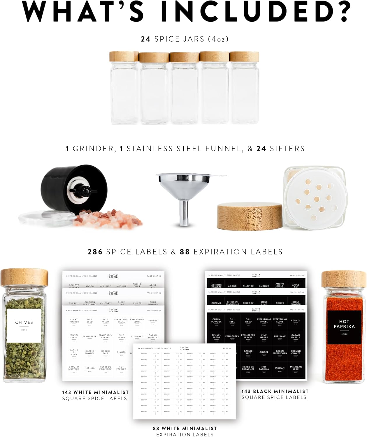 Thumbnail 6 de SAVVY & SORTED Glass Spice Jars 4 oz