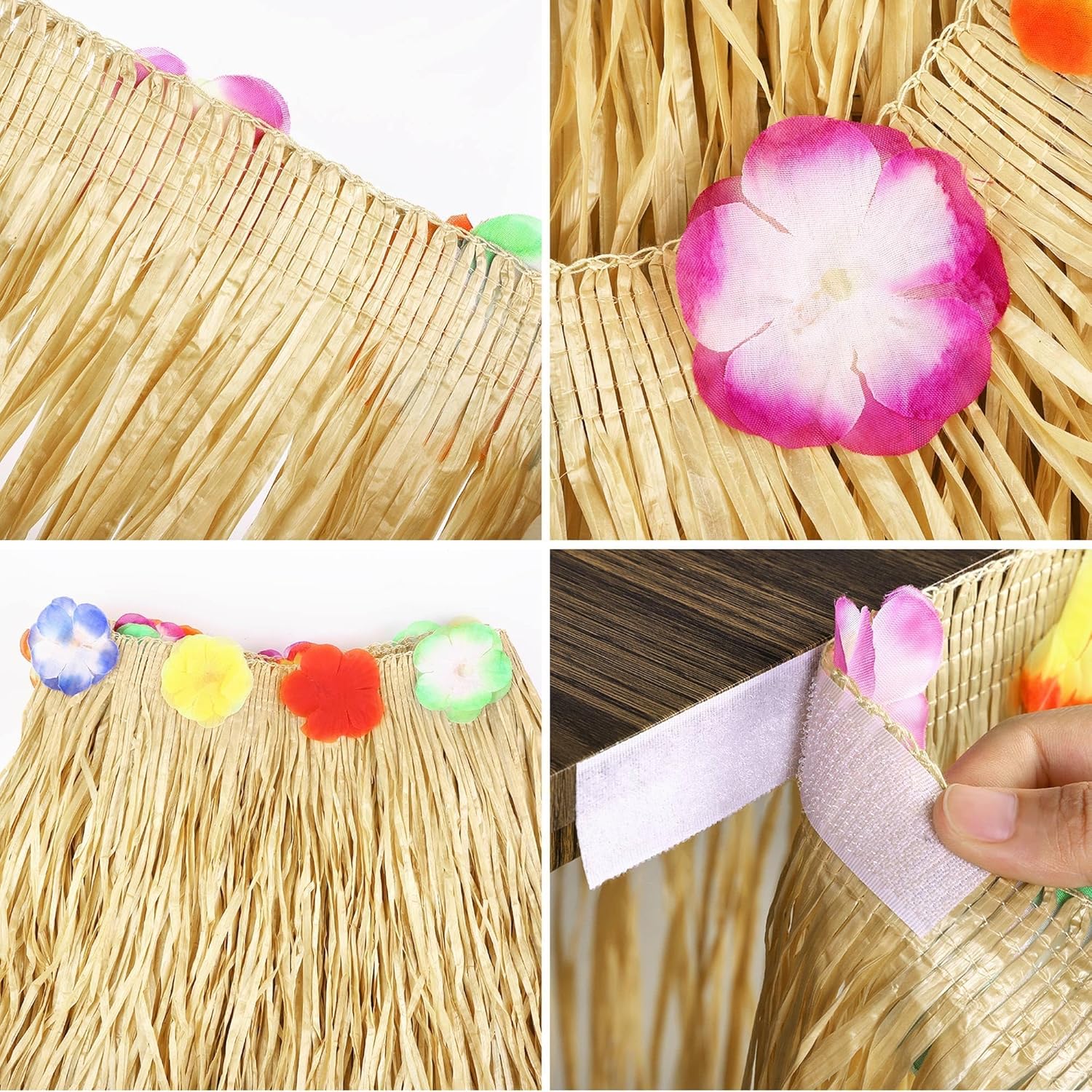 Thumbnail 2 de Fovths Luau Grass Table Skirt (Natural) 9 Feet x 29.5 Inch Hawaiian Party Straw Table Skirt