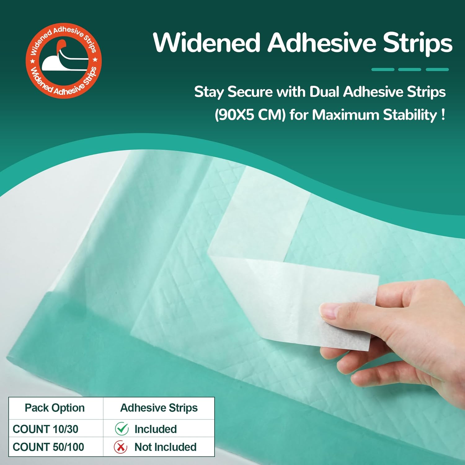 Detalle de MILDPLUS Bed Pads with Adhesive Strips 30'' x 36'' (30 Count) — Extra-Large Disposable Underpads