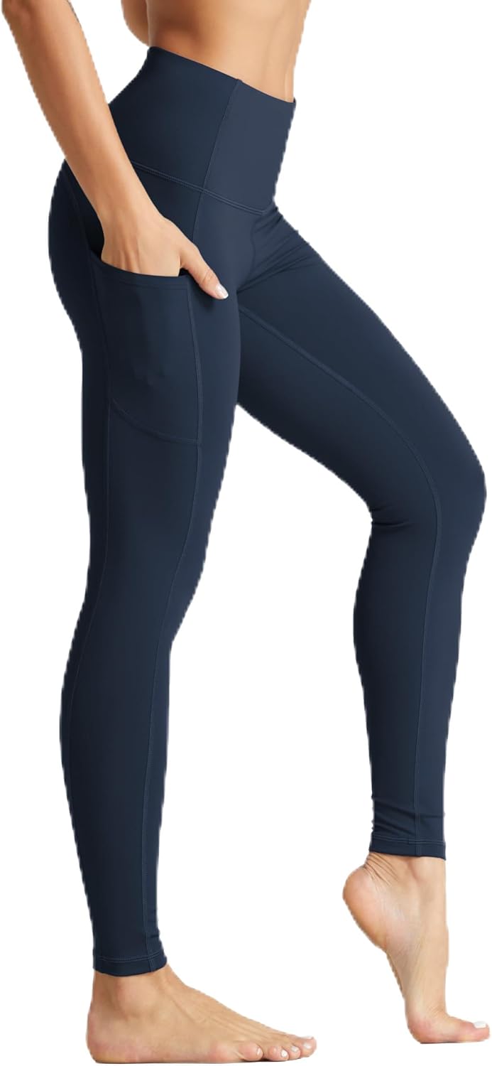 Detalle de THE GYM PEOPLE Pantalon de yoga taille haute pour femme : legging d’entraînement doux avec poches