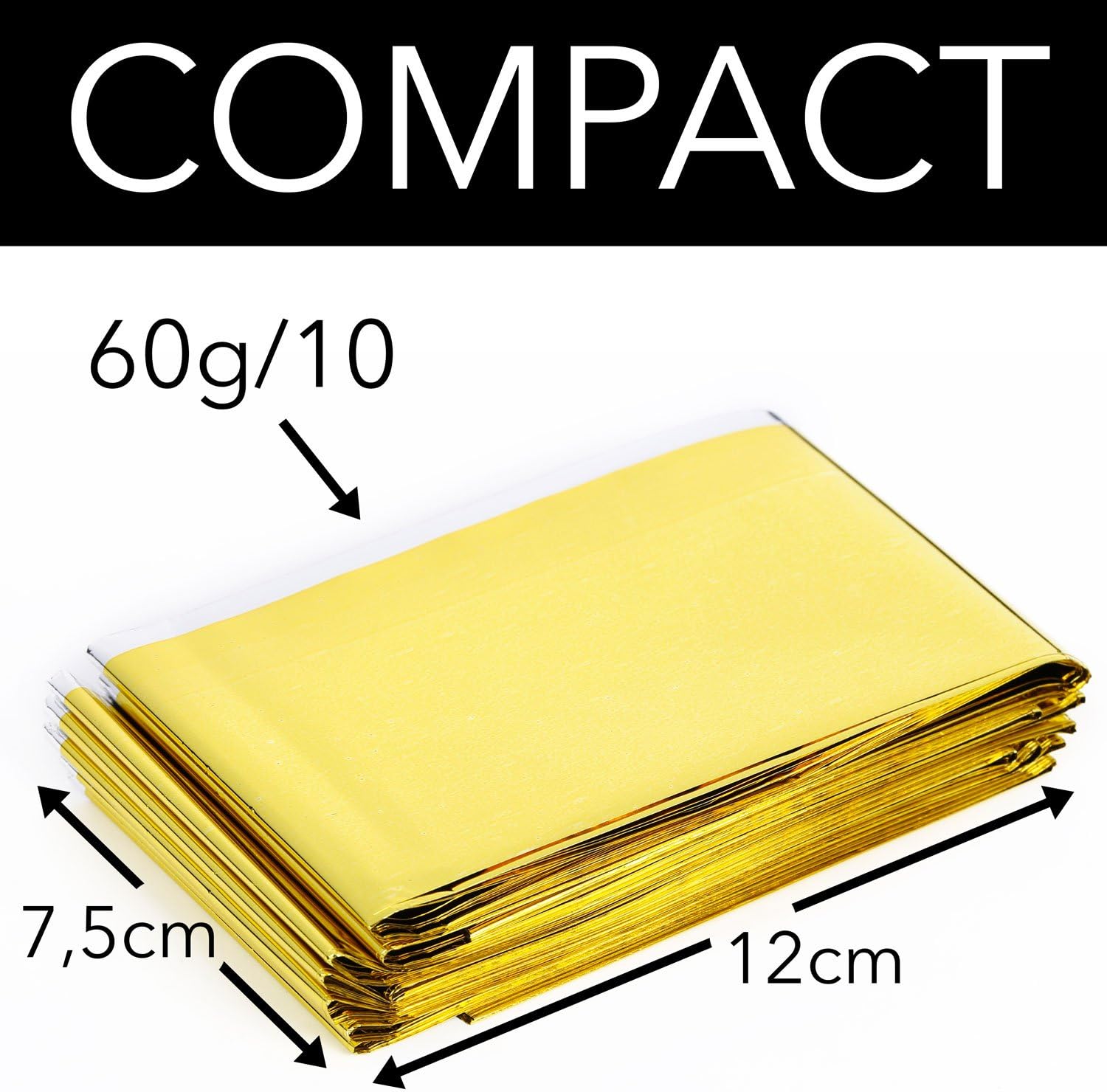 Detalle 2 de Takit Couverture de Survie 5x – Extra Large 210 x 160 cm, Mylar Or Gris, Réutilisable et Imperméable