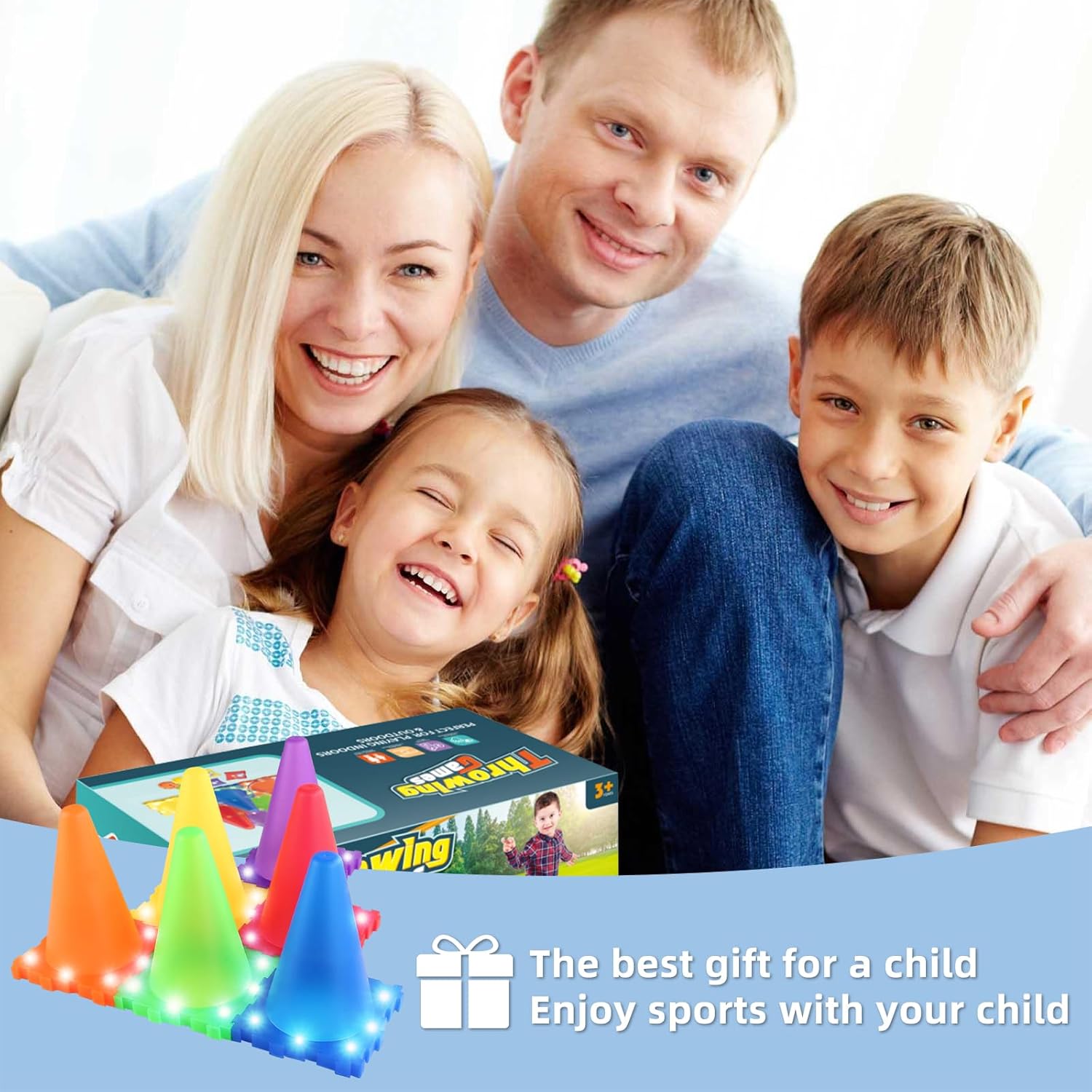 Thumbnail 6 de Light Up 3 in 1 Carnival Garden Game set – Bean Bag Toss, LED cones & ring toss for kids (age 3+)