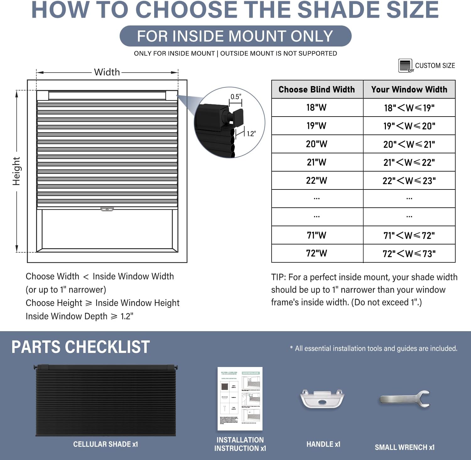 Thumbnail 1 de AOSKY 18" x 36" Cordless Blackout Cellular Shade, No-Drill Mount