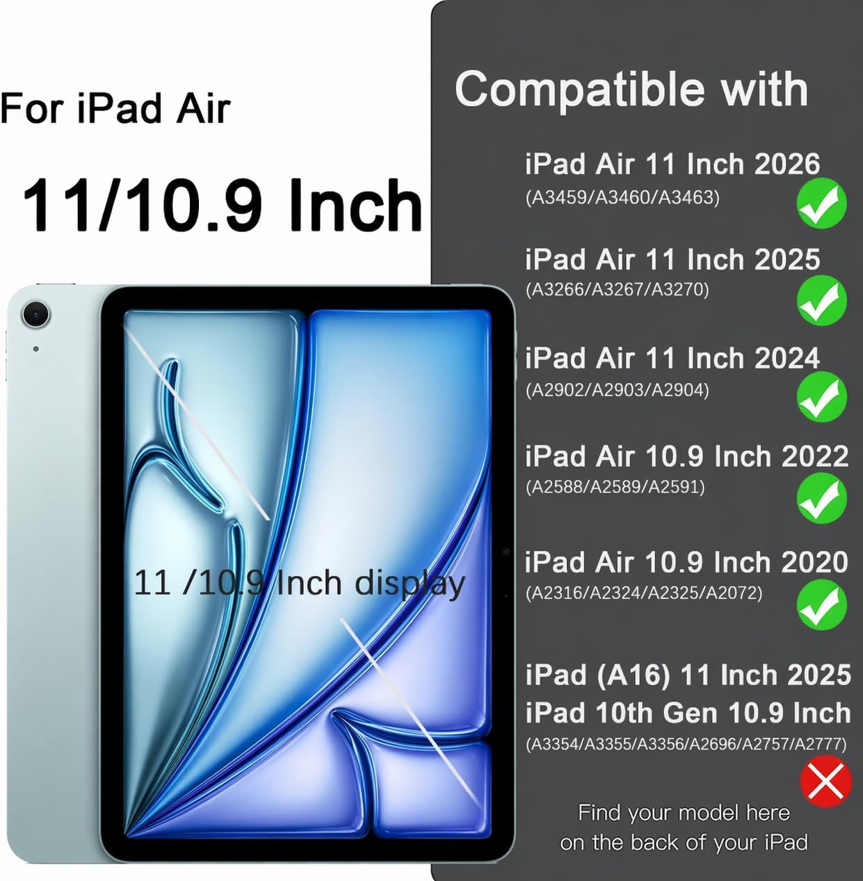 Thumbnail 1 de Hülle für iPad Air 11 Zoll (M4 2026 / M3 2025 / M2 2024 / Air 5/4) mit Stifthalter, Magnet-Trifold & iPencil-2 Laden – Hellblau