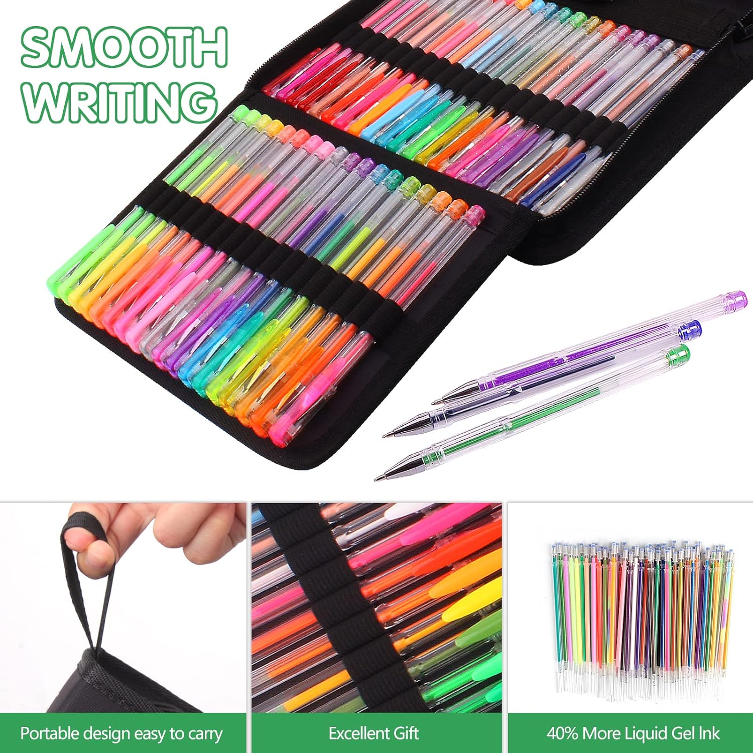 Thumbnail 5 de Melifluo Confezione da 120 Penne Colorate con Custodia: 60 penne gel e 60 ricariche, glitter e colori vivaci per adulti e progetti creativi