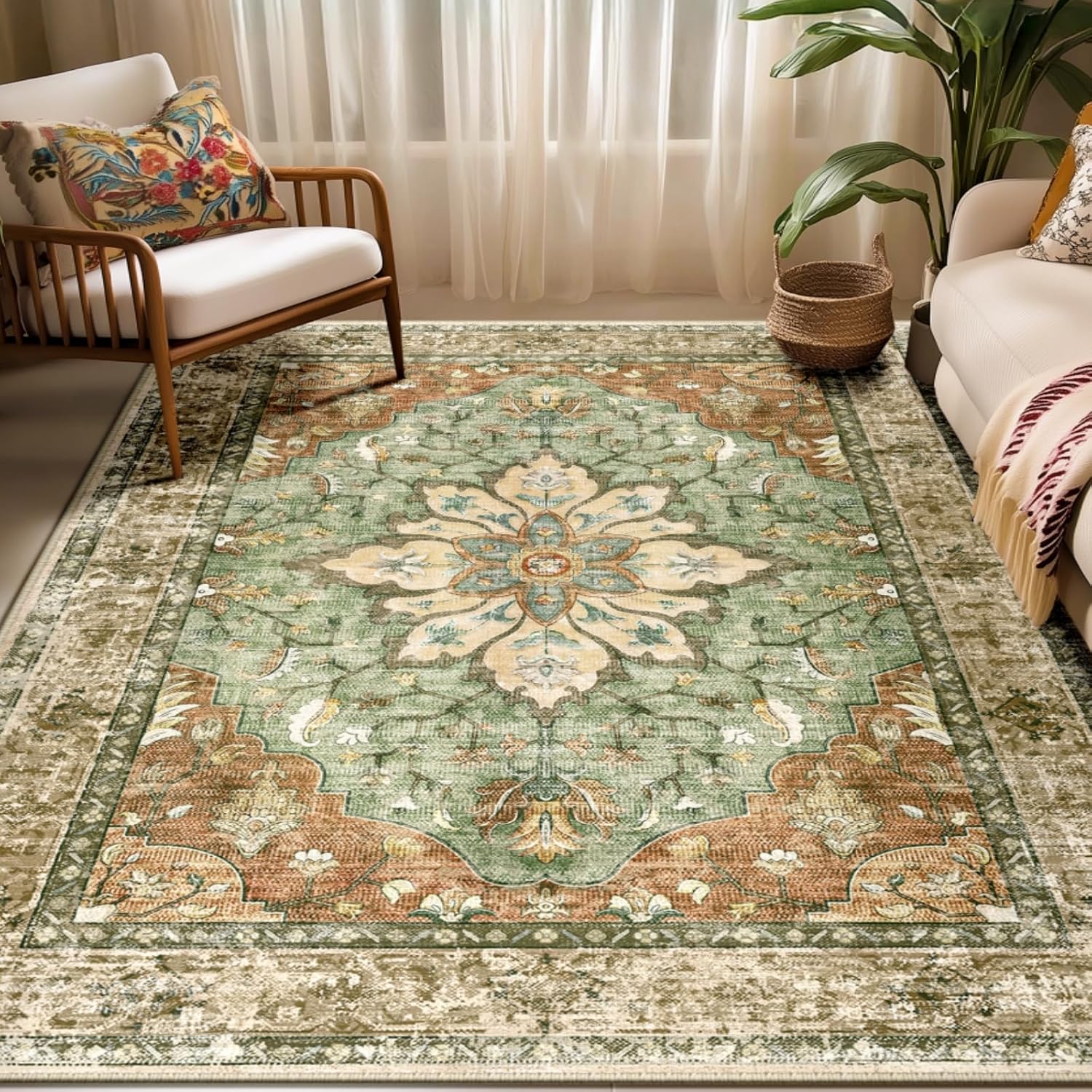 Detalle de RELEANY RELEANY 5 x 7 floral rug