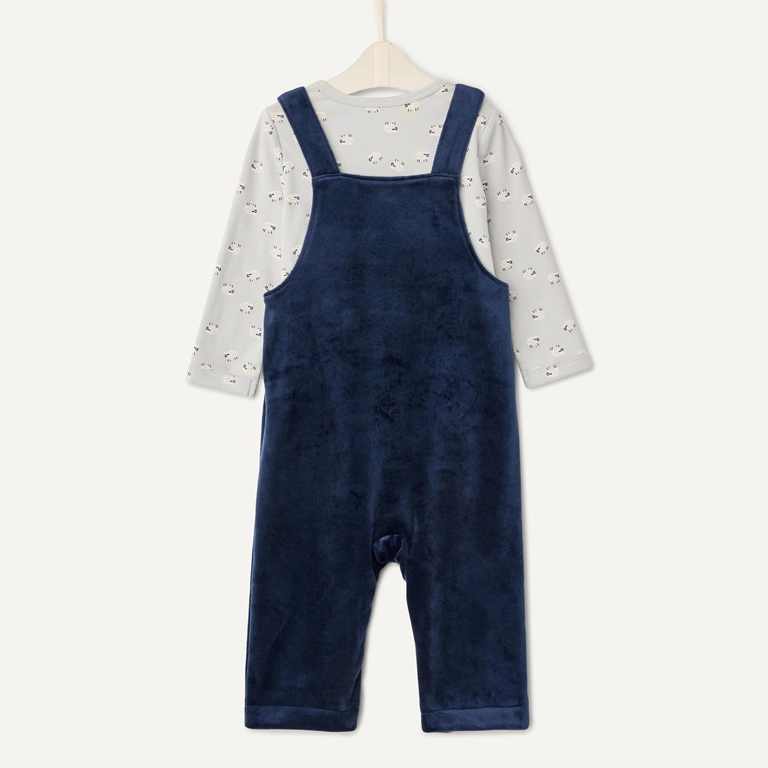 Detalle de Amazon Essentials x Sofia Grainge Unisex Babies' Velour Overall and Long Sleeve Bodysuit Set